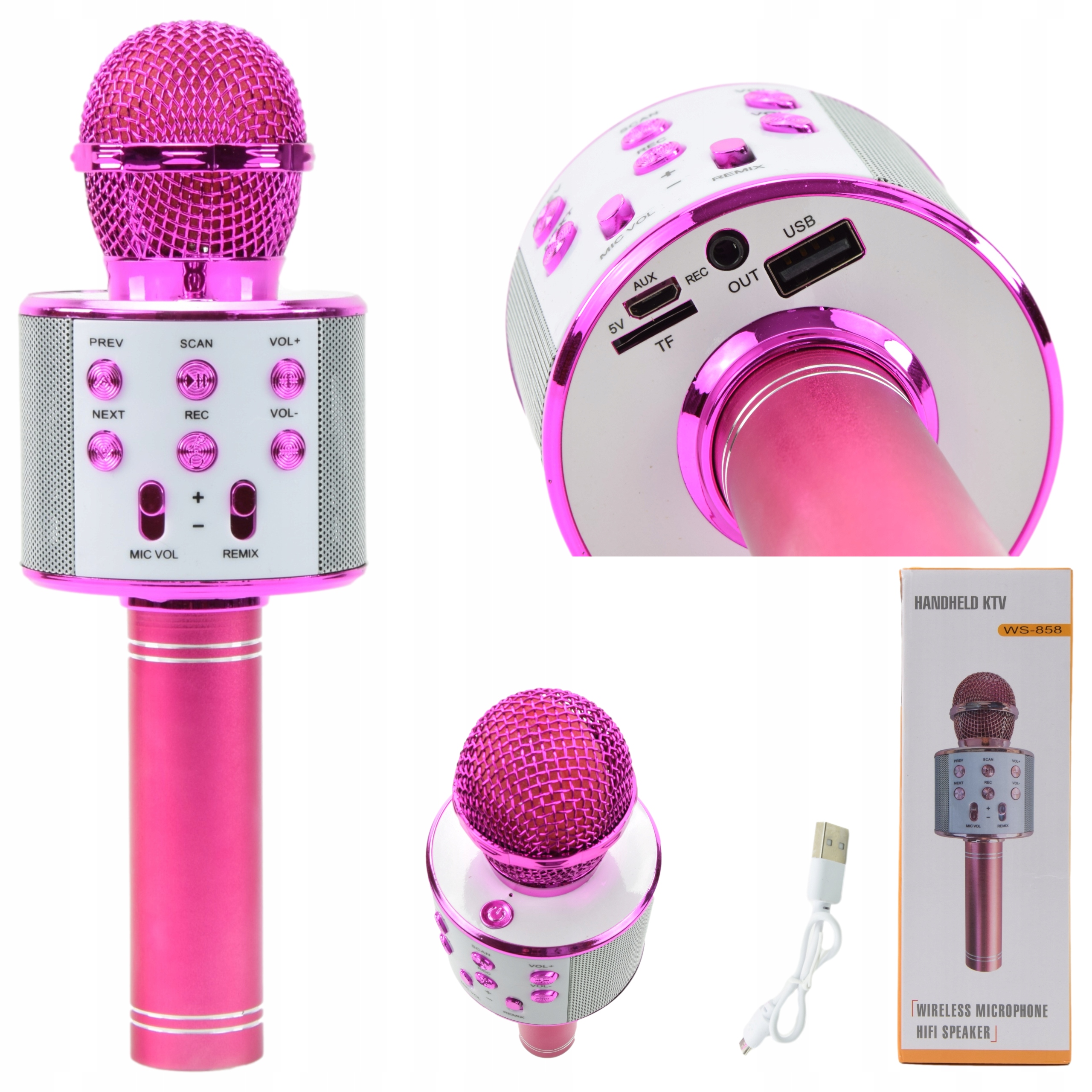

Mikrofon Bezprzewodowy Karaoke Bluetooth Usb Aux