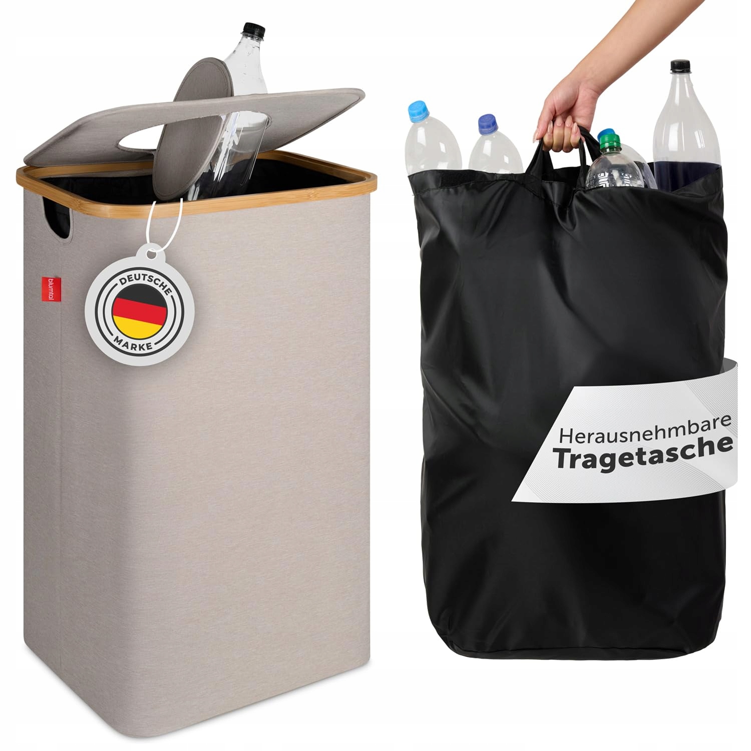 Organizér na fľaše 100 L skladací bambusový vodotesný béžový