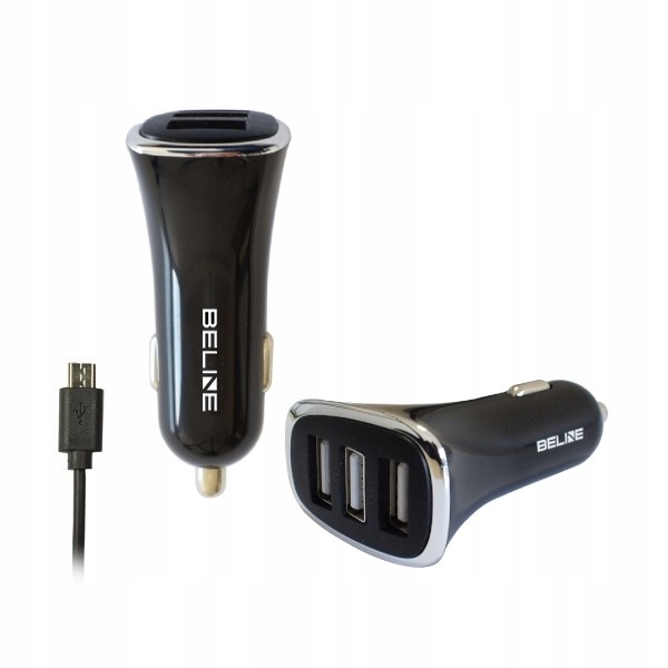 BELI0014 Ładowarka Samochodowa 3x Usb 4A+kabel miU