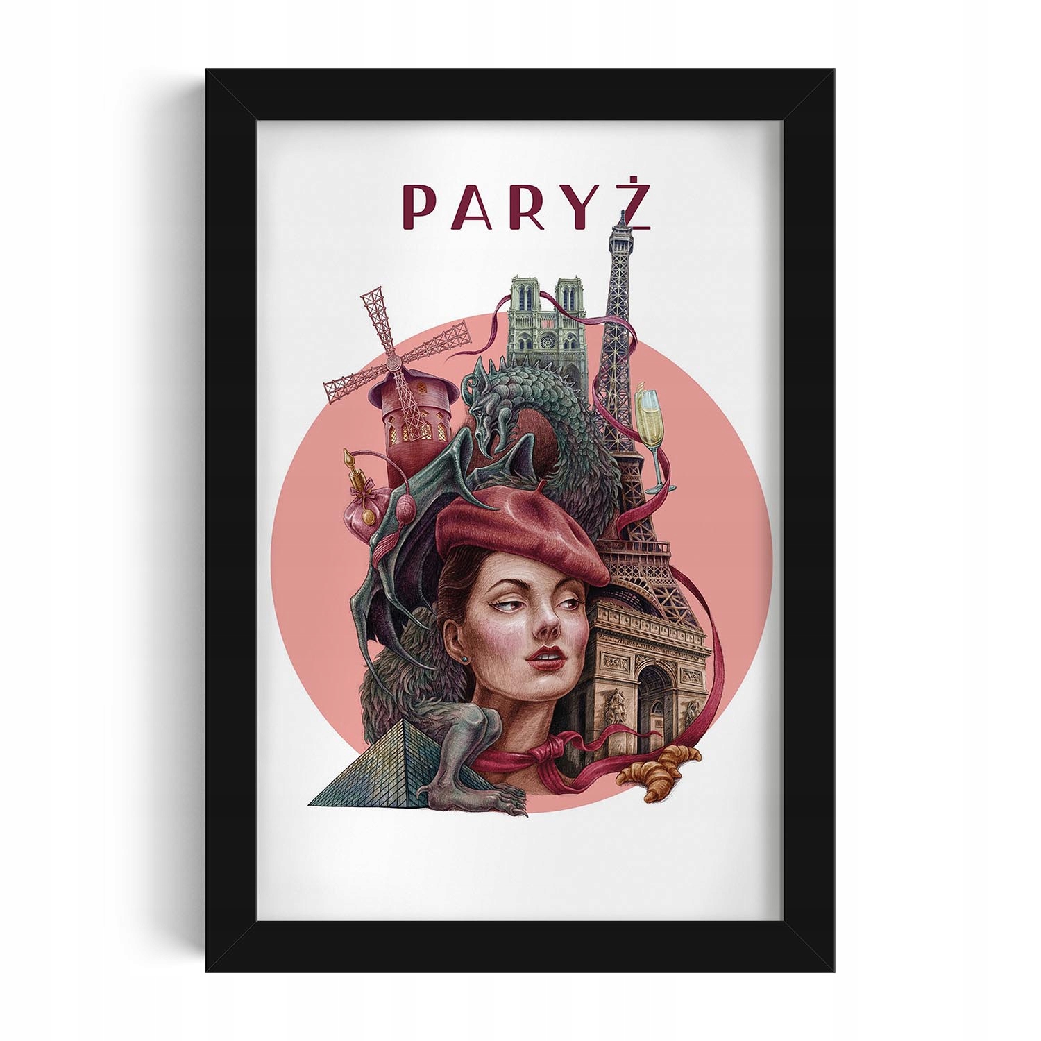 Obraz v rámu plakát rámeček Paříž Eiffelova věž Notre Dame Moulin Rouge 20x30