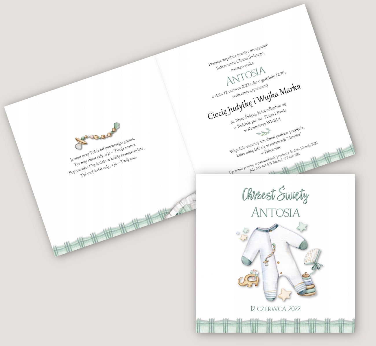 Chrzest i Roczek 2w1- pełna personalizacja ZCC11 Kształt kwadratowy