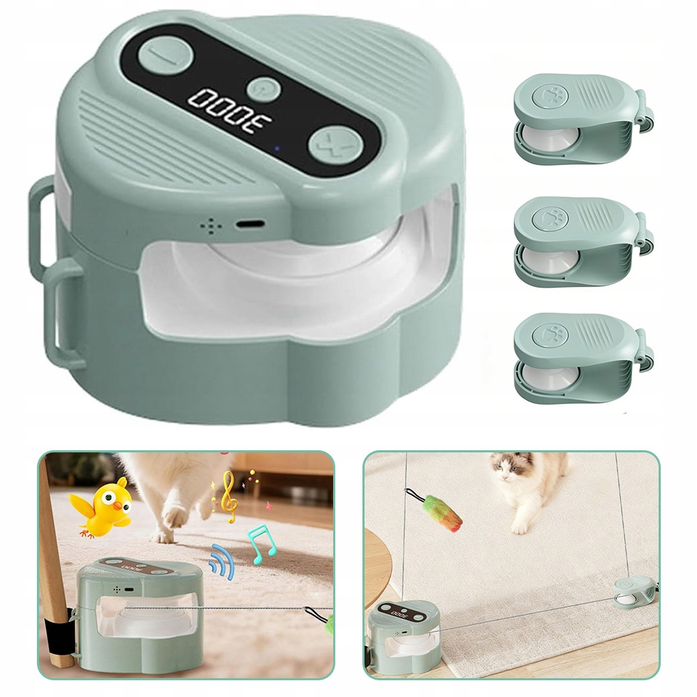 Levně Hračka Pro Kočky Interaktivní Pírko Zvuk Ptáků Zelená Abs Dárek