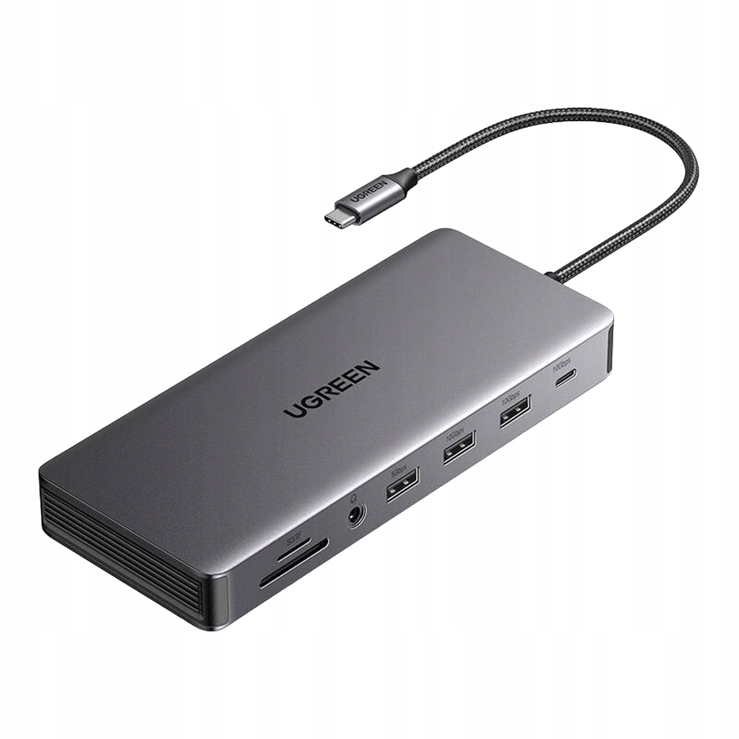 Hub Usb Rozdzielacz Usb-c 4xUSB 2x Hdmi Dp RJ45 Sd/tf Aux Pd 100W Ugreen
