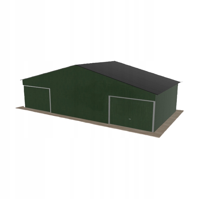 Plechová garáž 11x5.5 m dvoupolohová, dvoupolohová, zelená