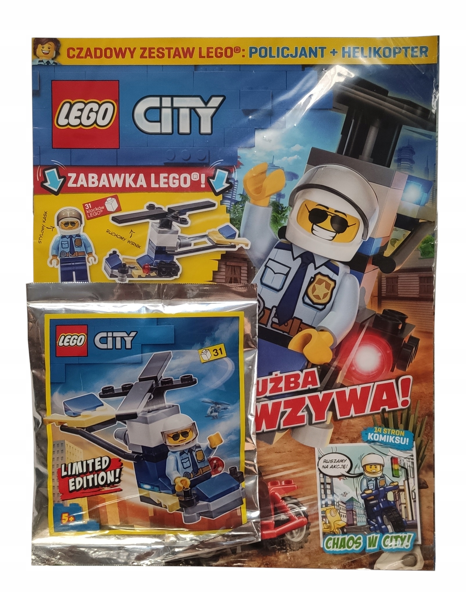 Magazyn LEGO City Minifigure Czasopismo 01/2021 - Policjant i helikopter