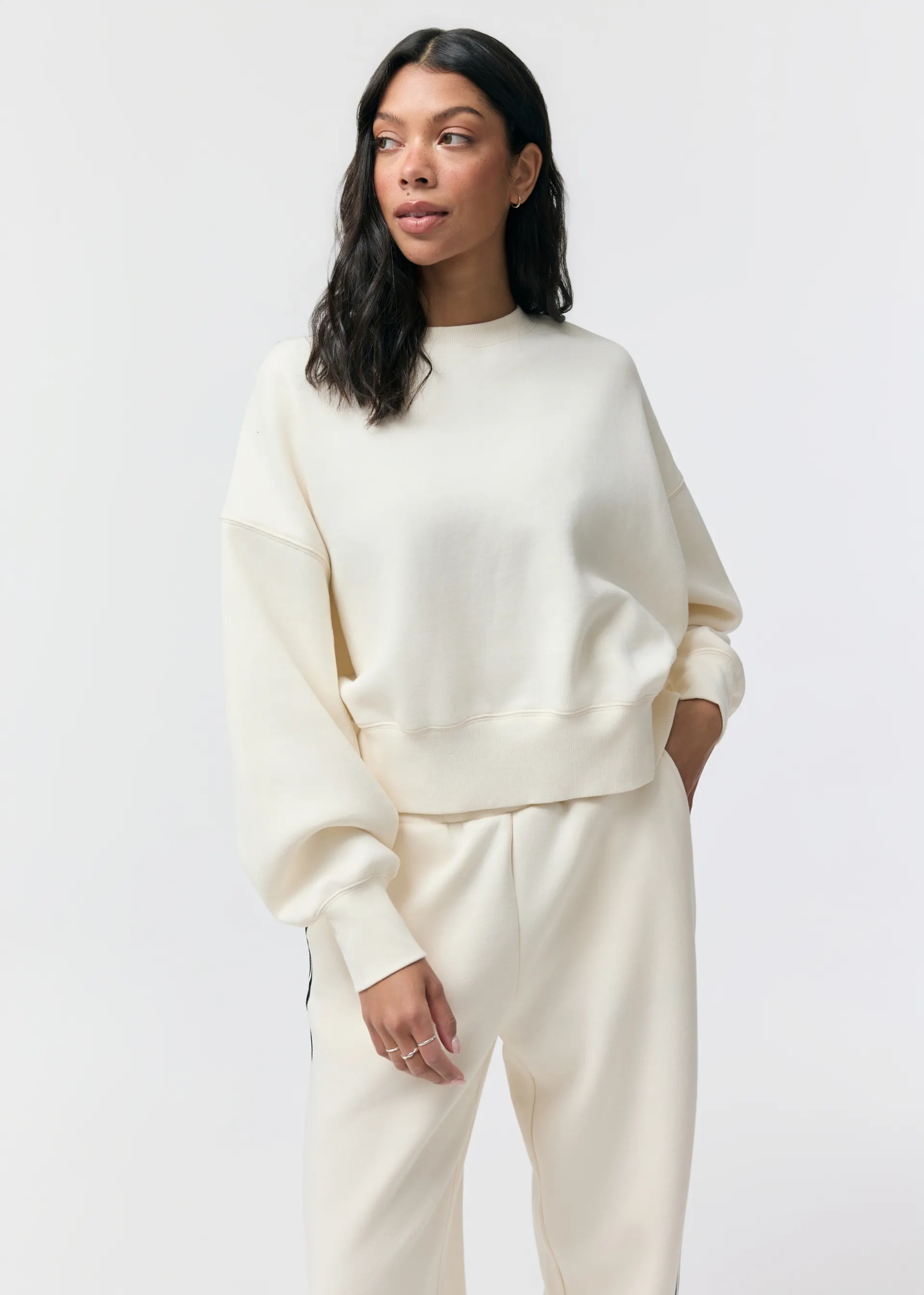 Bluza damska bez kaptura oversize Diverse Tussoy Off White M/L