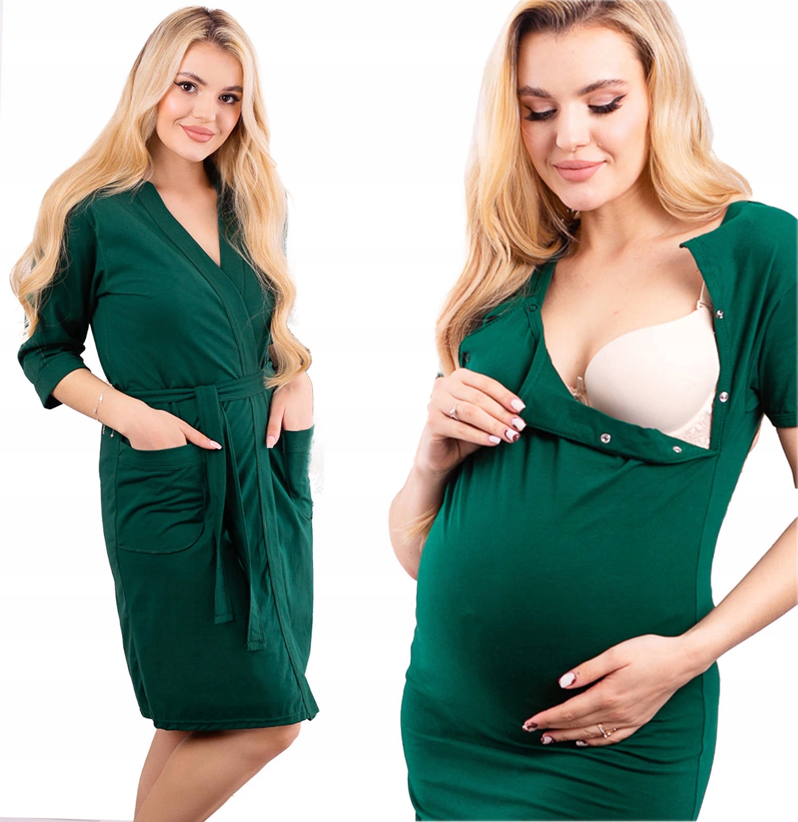 Komplet Koszula Do Karmienia Szlafrok Ciążowy 4XL