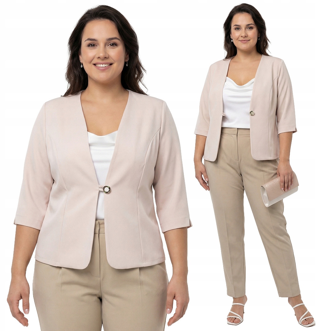 Beżowy żakiet plus size rozmiar 46