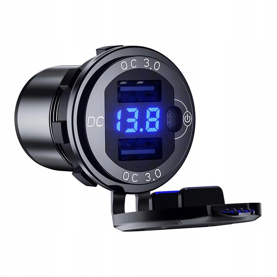 

Motocyklowe gniazdo 2 x Usb Qc 3.0 wyświetlacz 36W