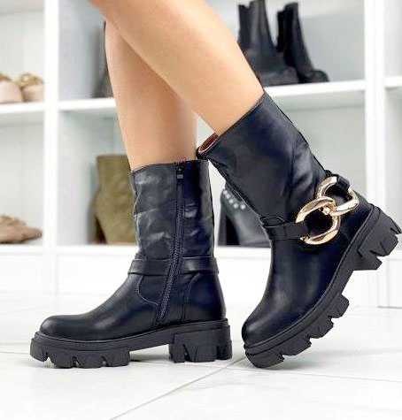 BOTKI DAMSKIE OCIEPLONE ŁAŃCUCH WORKERY CZARNE R38 Marka inna