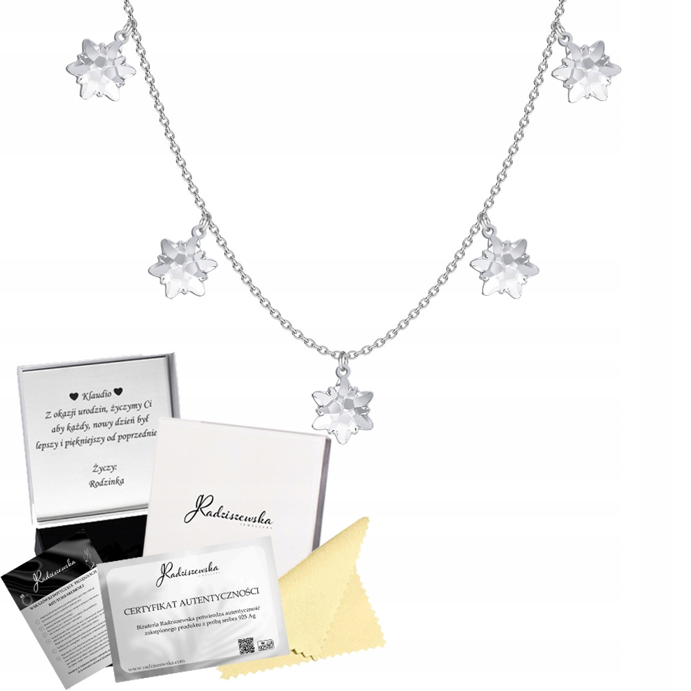 Stříbrný náhrdelník Sněhové vločky 925 Vánoce Dárek Přání Bonus