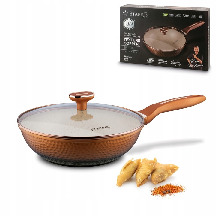 Hluboká Pánev Indukce S Pokličkou pánev Wok nepřilnavá 28 cm Textura