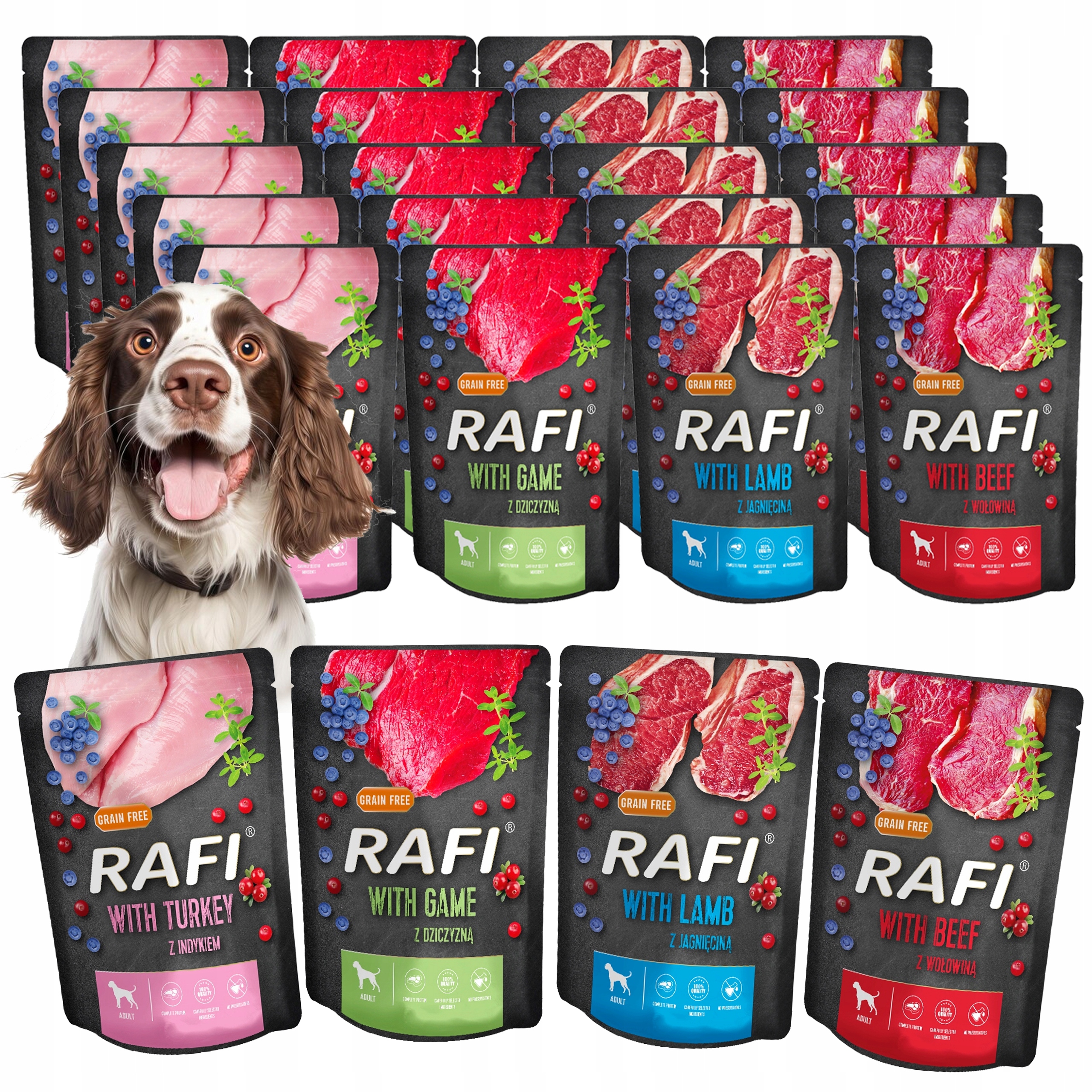 Levně Rafi Dolina Noteci Krmivo Mokré Pro Psy MIX Chutí 20 X 300 G – Bez Obilovin