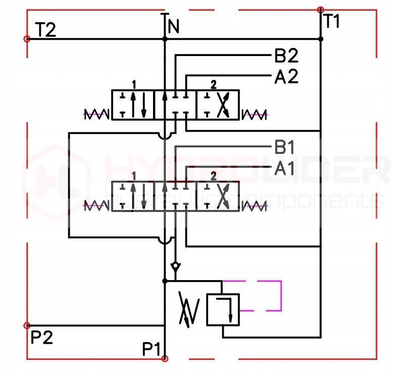 ROZDZIELACZ HYDRAULICZNY 2 SEKCYJNY 80L +PRZYŁĄCZA Producent części Badestnost