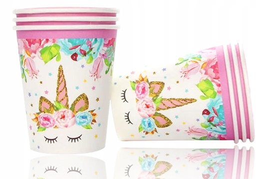 KUBKI urodzinowe JEDNOROZEC unicorn 6szt