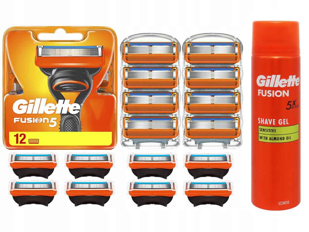 Originální Vložky Čepele Nůžky Do Strojku Gillette Fusion 5 x 12 Gel