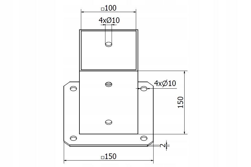 PODSTAWA SŁUPA PRZYKRĘCANA 100X100 KOTWA WSPORNIK Producent inna