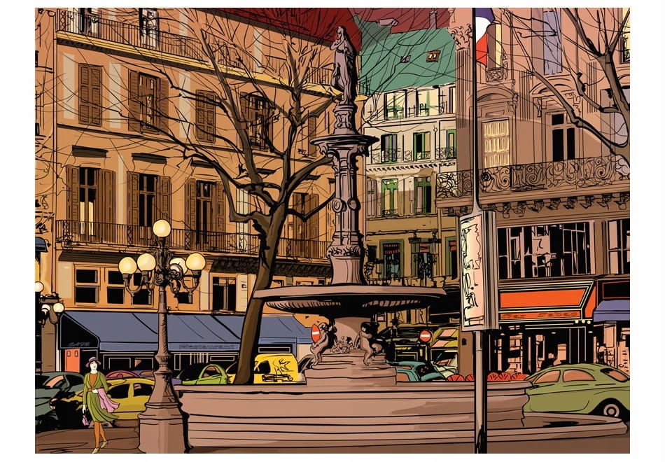

Fototapeta - Walk through French square - 400X309