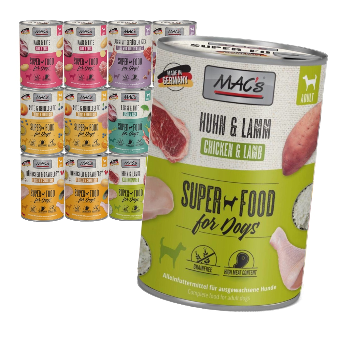 Levně MAC's Dog Bezobilné Vlhké Krmivo pro psy Mix Chutí s drůbežím masem 12 x 400 g