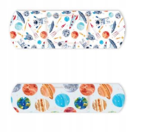 Plastry dla dzieci ze wzorem kosmos KIDSpro dla chłopaka BOY Producent wyrobu medycznego zarys