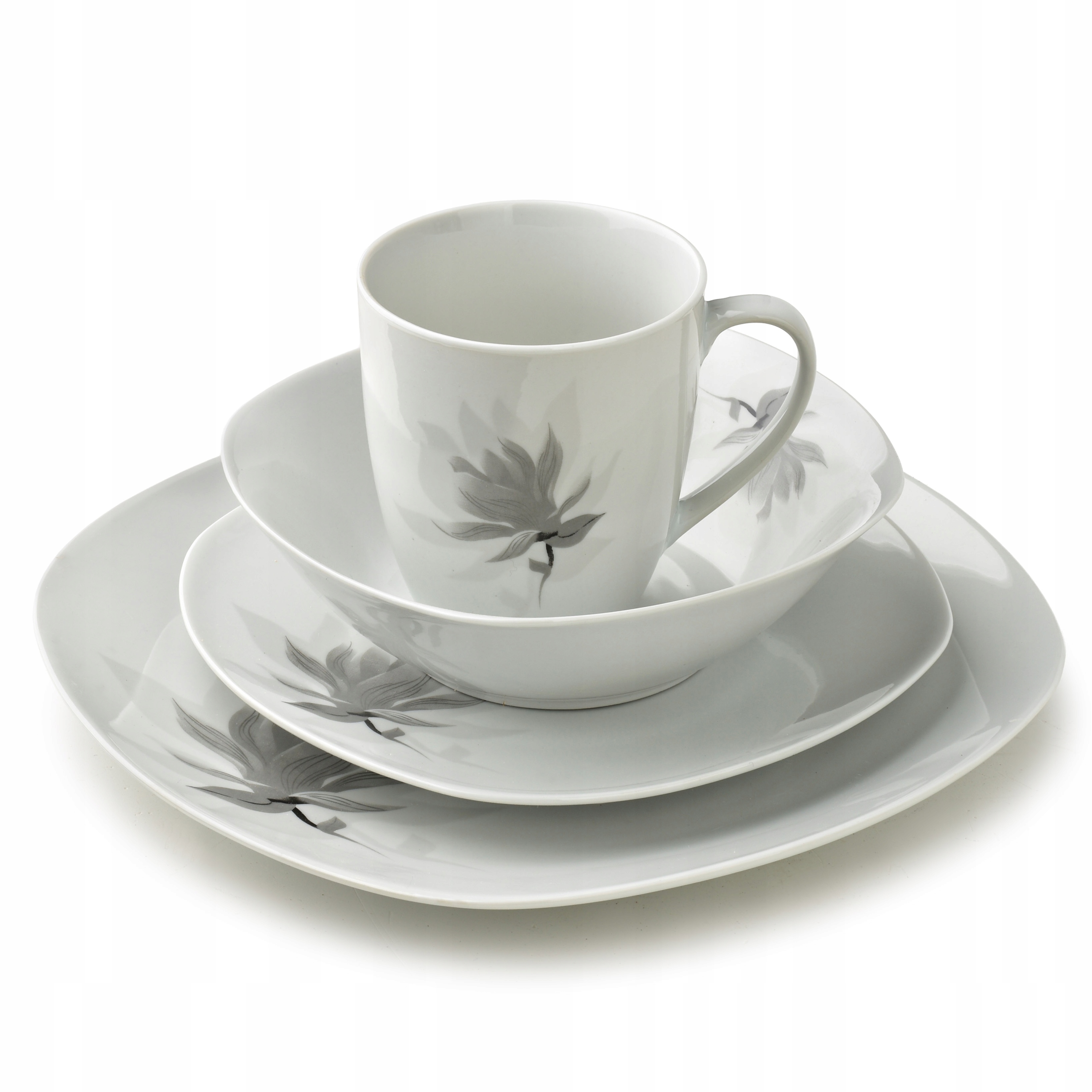 Jídelní souprava porcelánová Mondex Magnolie 25,5 cm šedá 16 ks