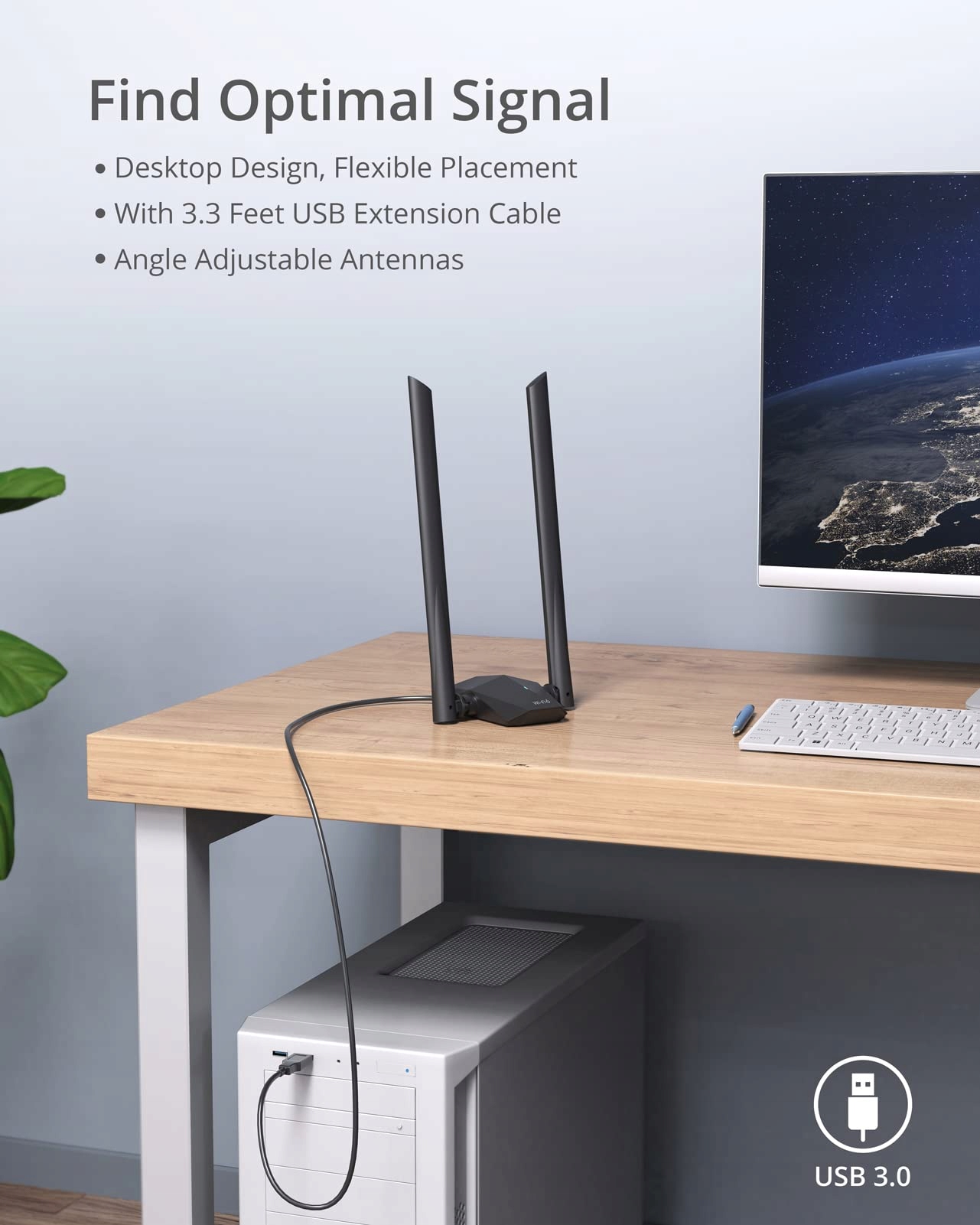 BROSTREND AX1800 Adapter WiFi 6 USB Dwie Anteny 5dBi Windows 10/11 — miniatura 5