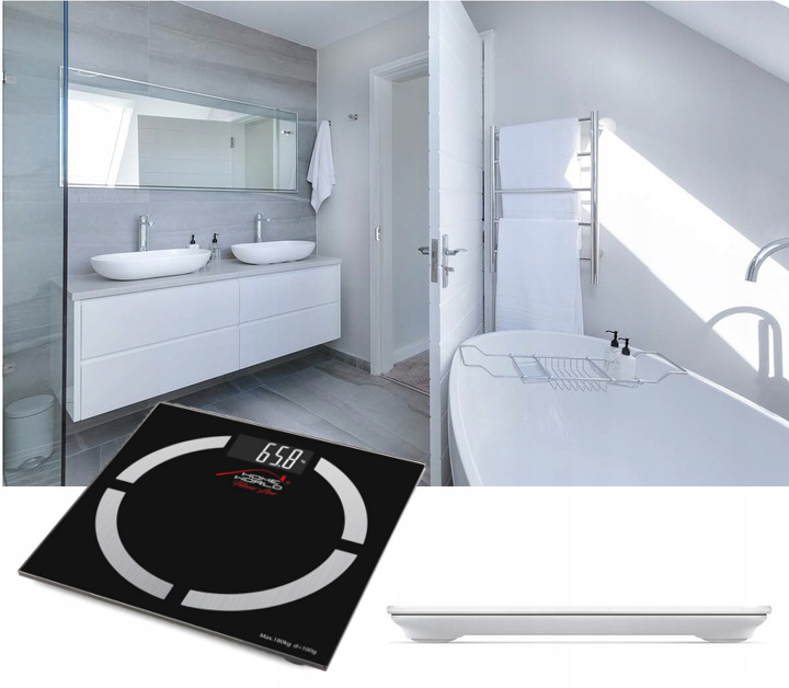 ANALITYCZNA WAGA ŁAZIENKOWA BLUETOOTH 12w1 CZARNA Model HW-FIT002