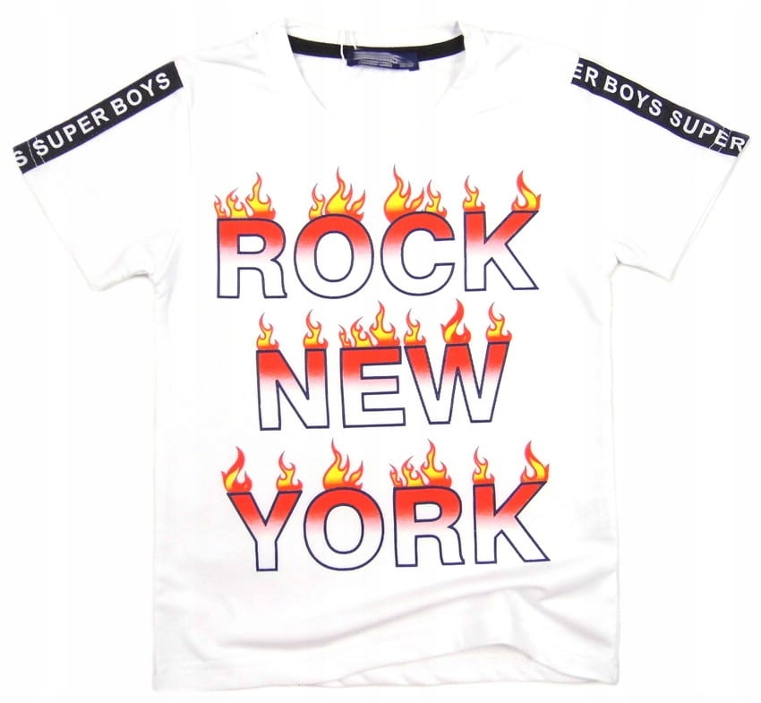 

3165 płonąca koszulka t-shirt Rock 134/140 biała