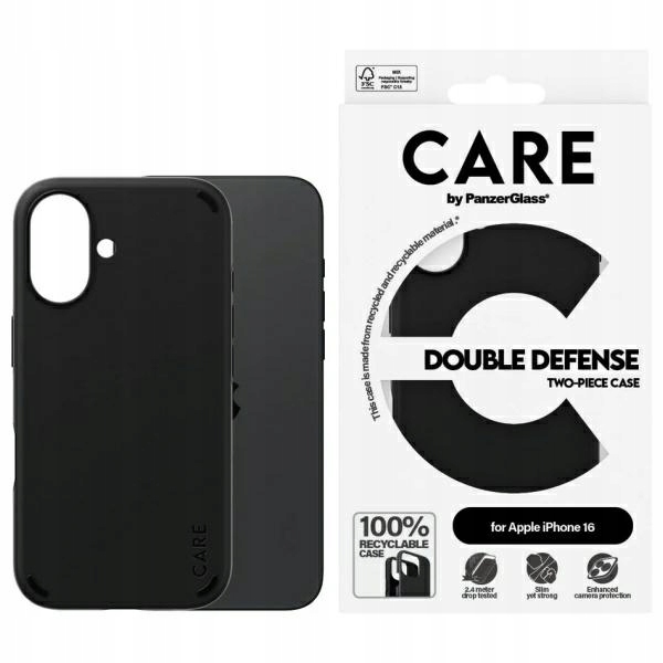 Pouzdro Care by PanzerGlass Feature Double Defense Case pro iPhone 16 6.1" černé