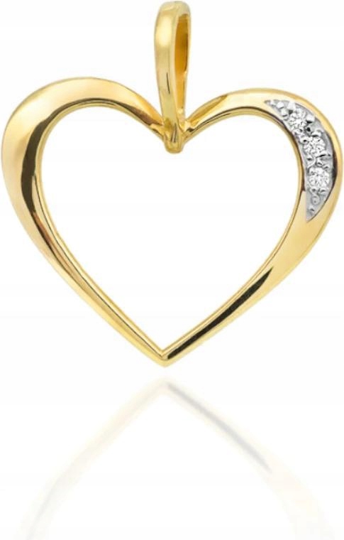 Zlatý přívěsek 585, dámská kontura srdce se zirkony jako dárek 14k, módní