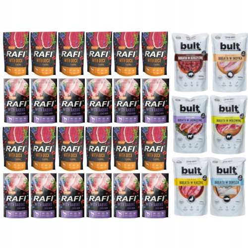 Zestaw dla psa mix smaków 30x500g: 24x Rafi 6x Bult