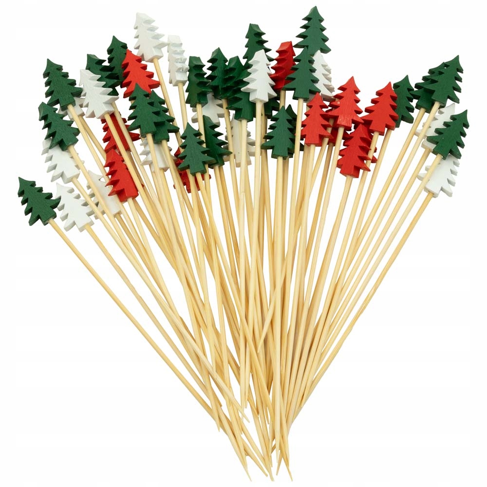Patyczki ŚWIĄTECZNE Dekoracyjne Wykałaczki 50szt Choinki do Ciast Potraw Kolor inny kolor