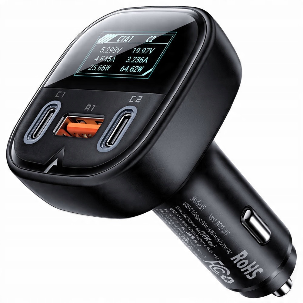 

Ładowarka samochodowa mocna 101W 3xUSB Oled Qc 4.0
