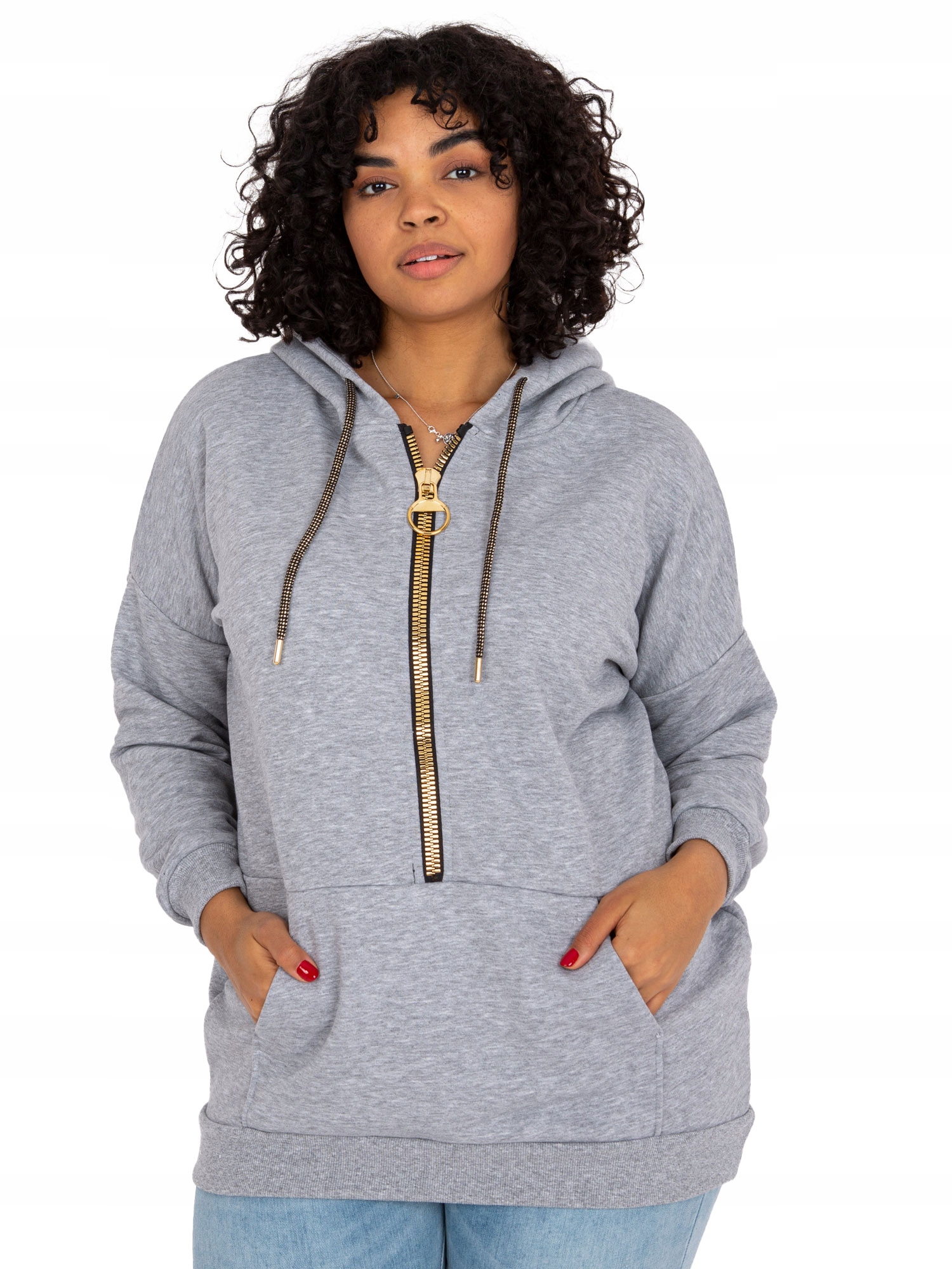 

Dresowa Bluza Damska Plus Size Z Kapturem zamek