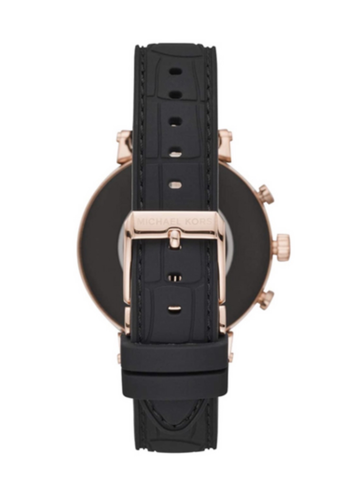 Pásek Michael Kors MKT5069 černý 18 mm, silikonová spona, růžové zlato