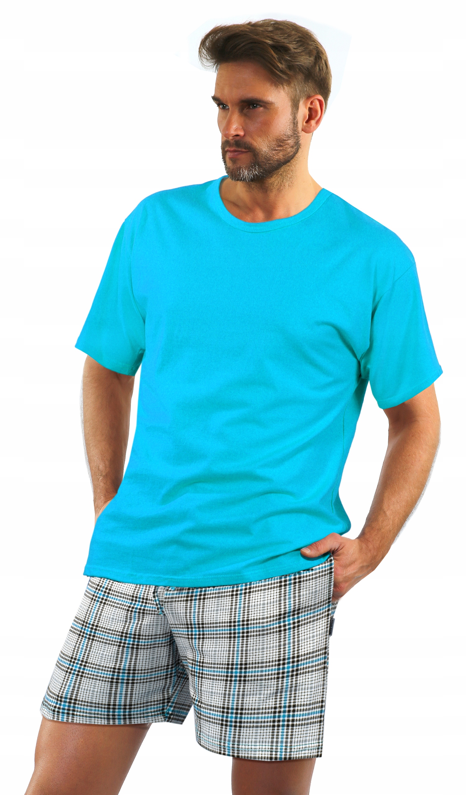 Sesto Senso Pánské pyžamo Krátké 2379/27 Tyrkysové 3XL