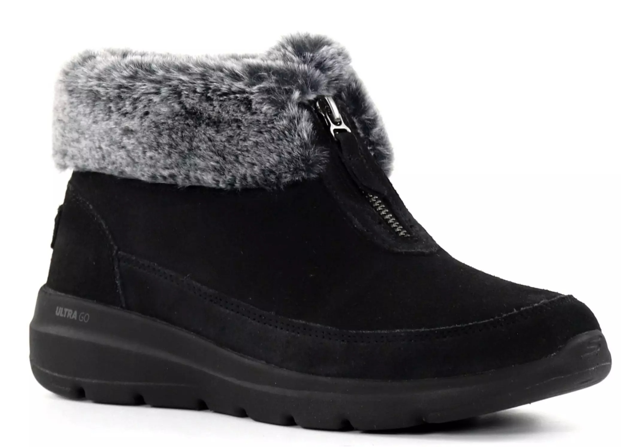 Skechers Zateplené Černé Sněhule Na Zip S Kůží 38 Jjl