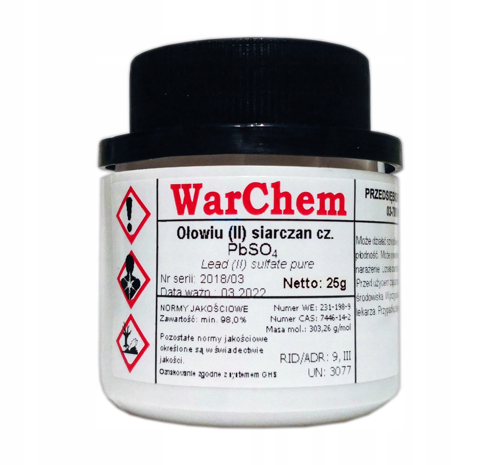 

Siarczan Ołowiu (II) 25g Warchem [49692]