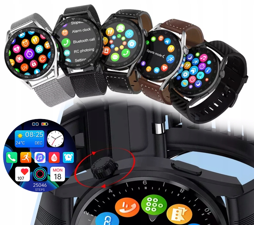 SMARTWATCH MĘSKI Rubicon RNCE78 - WYKONYWANIE POŁĄCZEŃ, WŁASNE TARCZE Transmisja danych brak