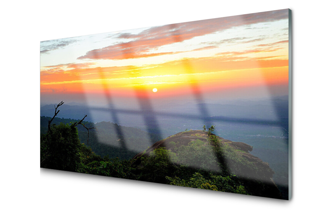 

Panel szklany dekor Góra Las 140x70 + Klej