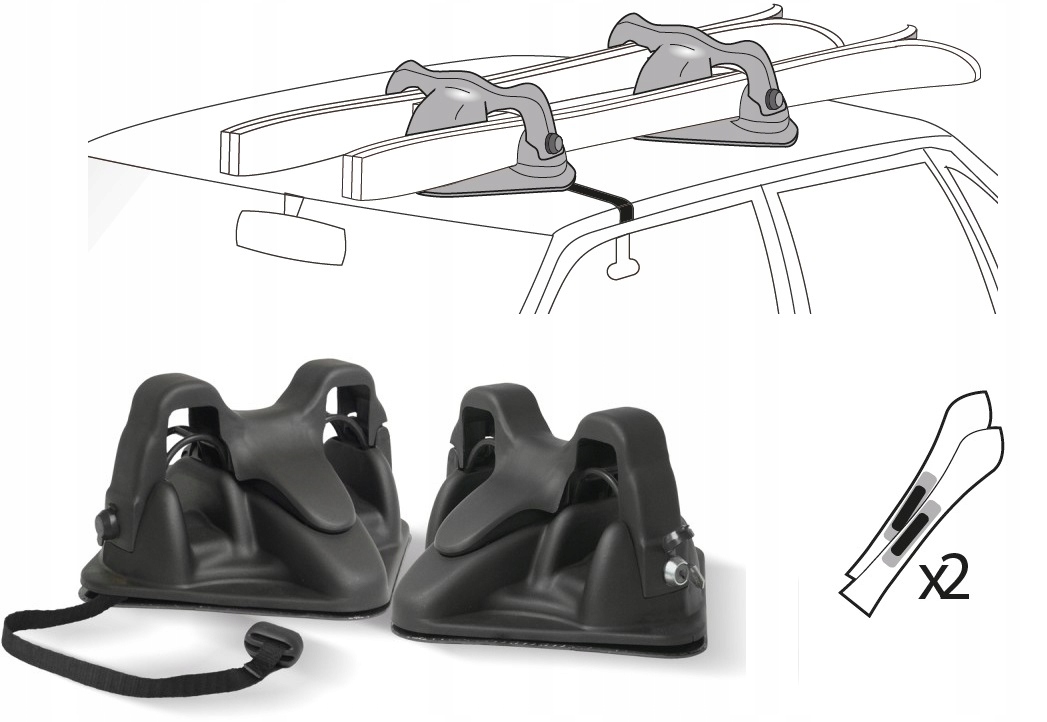 Magnetický držák lyží Menabo Shuttle pro 2 páry lyží