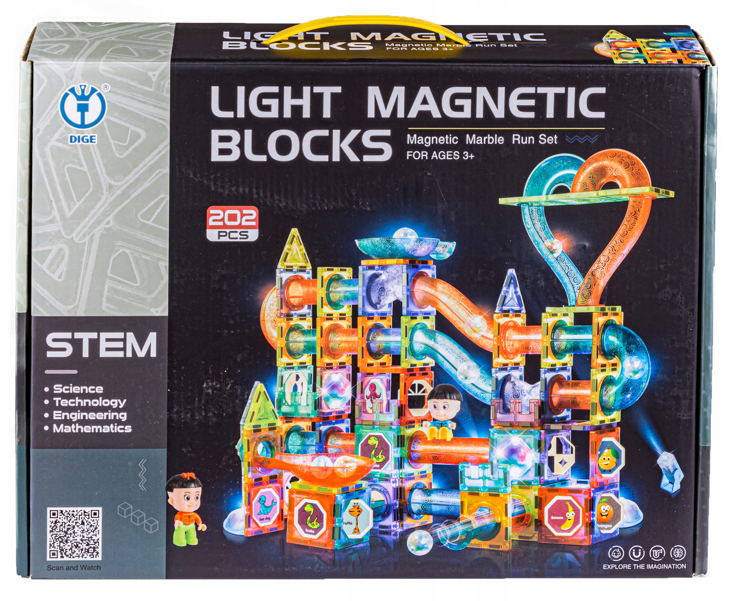 KLOCKI MAGNETYCZNE DUŻY magnetyczny tor ŚWIECI 202 Typ klocki konstrukcyjne