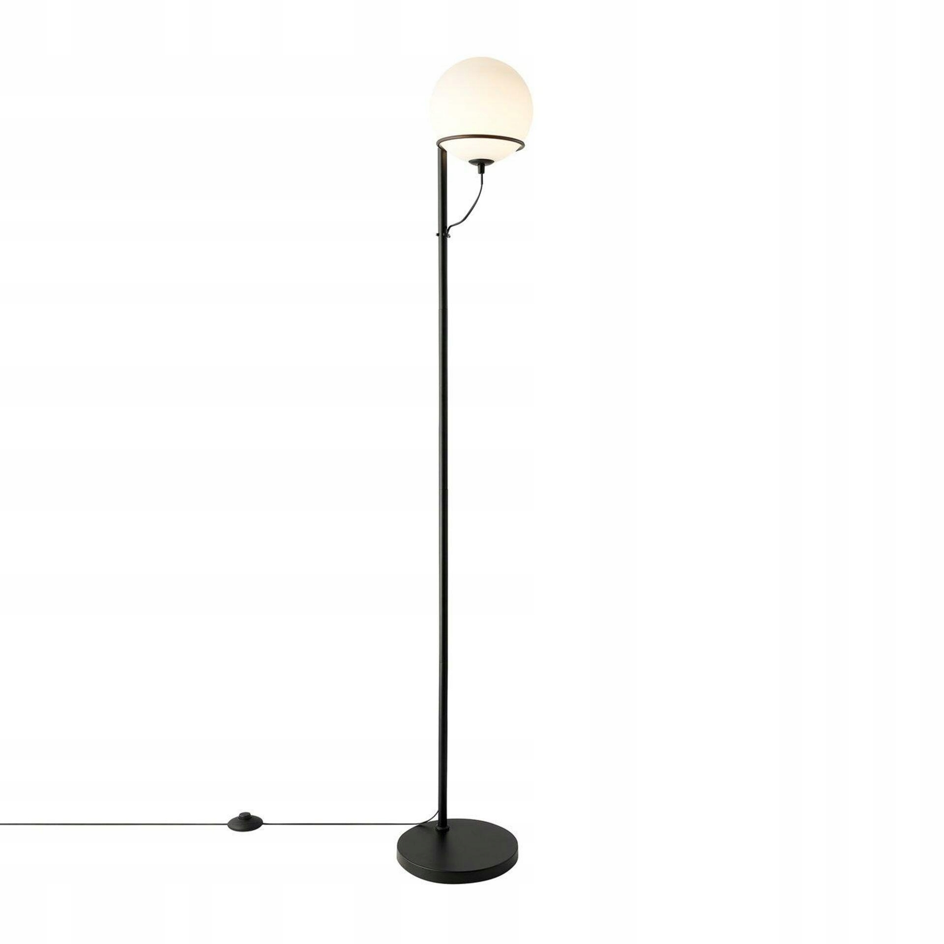 Stojacia lampa Nordlux Wilson, čierna, sklenené tienidlo, výška 159 cm