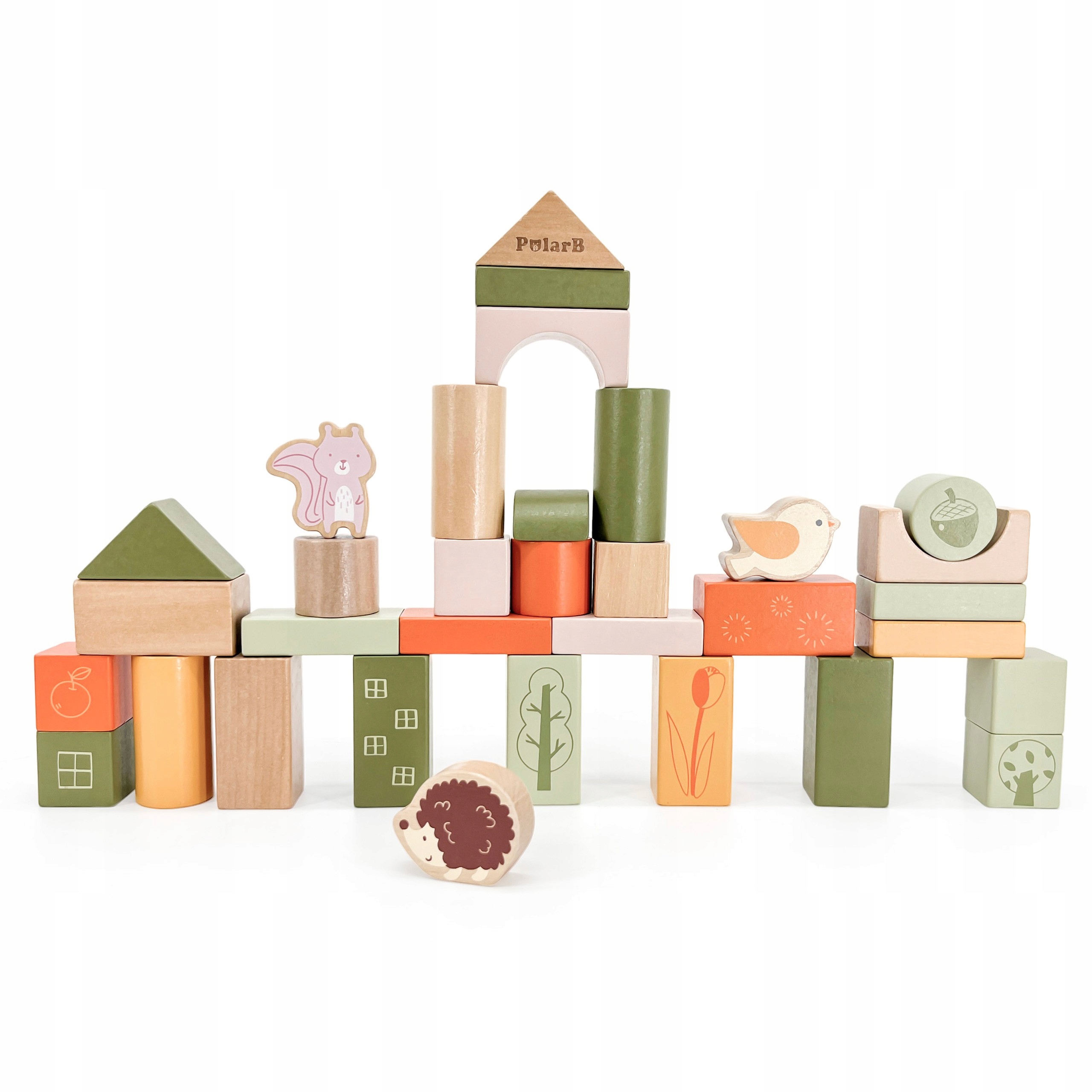 VIGA PolarB DREWNIANE KLOCKI ZIELONE ZESTAW ZWIERZĄTKA 50 ELEMENTÓW Liczba elementów 50