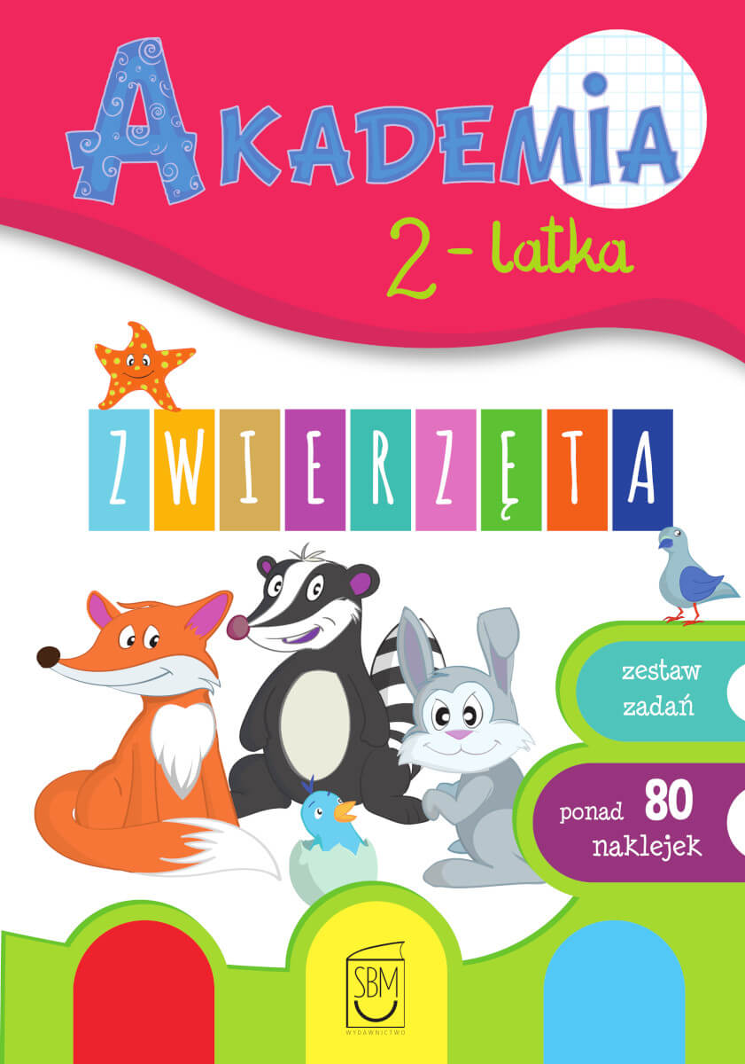 

Akademia 2-LATKA Zwierzęta Zadania 80 naklejek Sbm