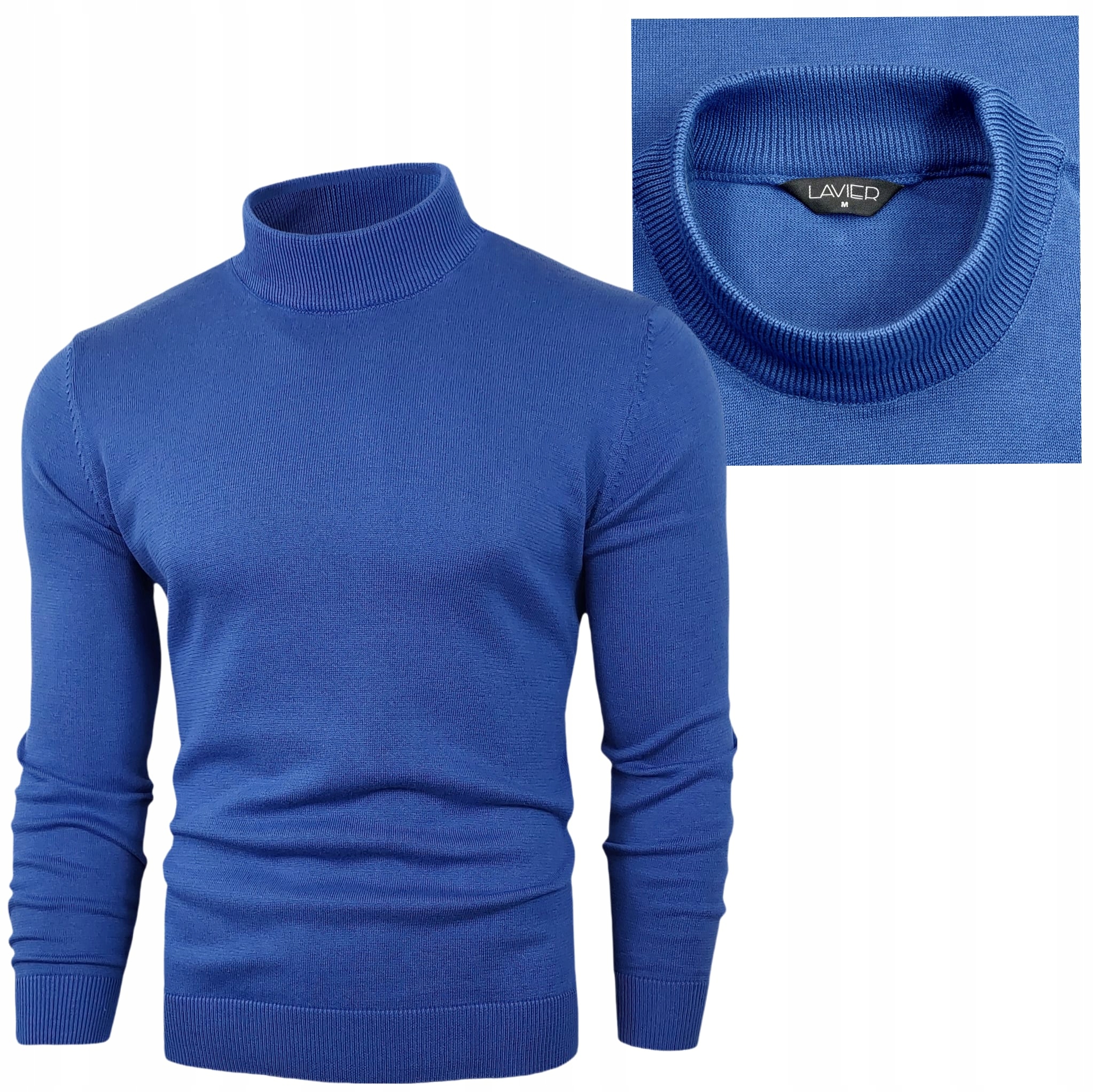 Pánský svetr Lavier 100% Bavlna pohodlný se stojáčkem , chrpově vel. XXL