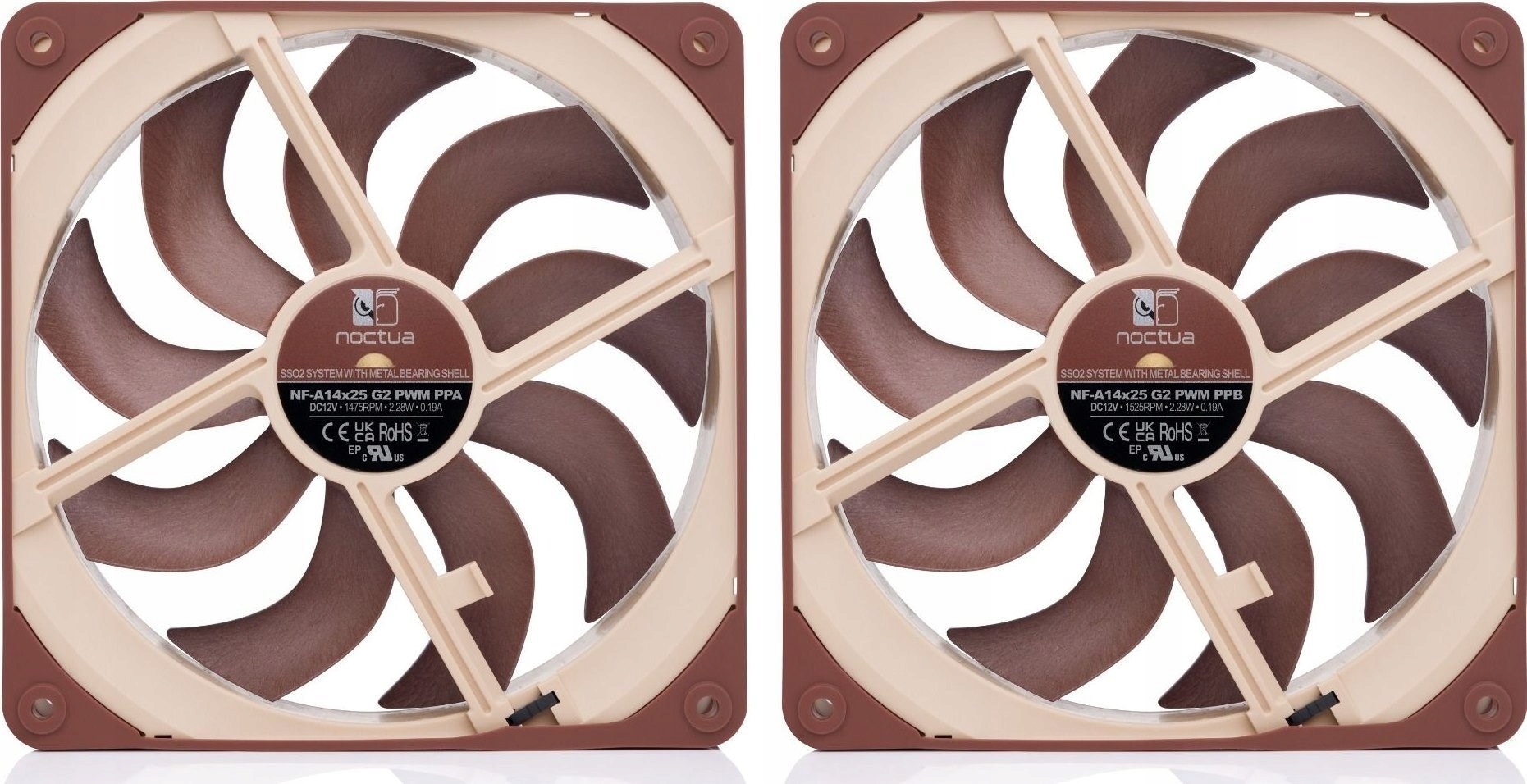 Noctua 140mm NF-A14x25 G2 Pwm Sx2 Pp zestaw dwóch wentylatorów