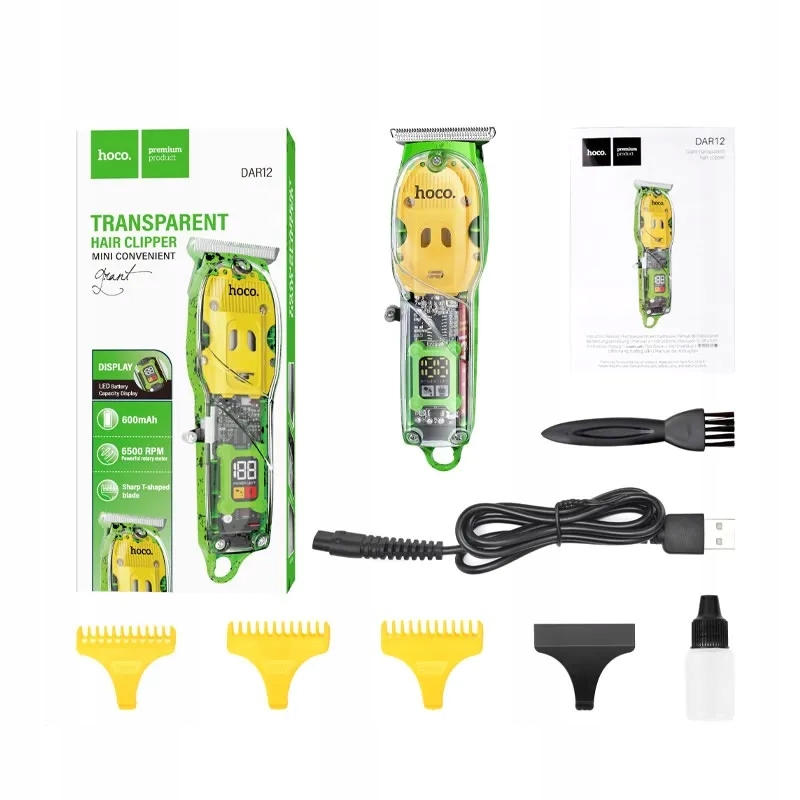 Stříhací strojek na vlasy Hoco DAR12 zelený