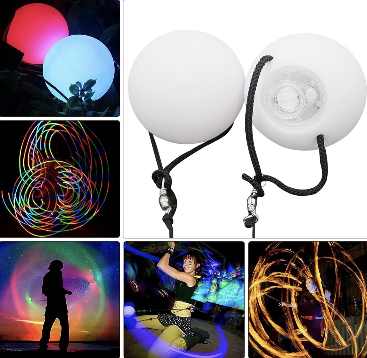 ŚWIECĄCE KULE LIGHT POI WIELOBARWNE LED x2 Kolor dodatkowy bezbarwny