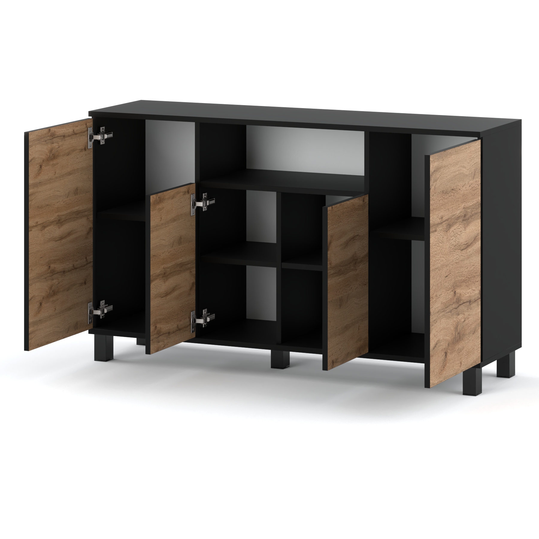 DUŻA KOMODA CZARNA DĄB WOTAN DĘBOWA 140 CM| SZAFKA RTV | MEBLE DO SALONU EAN (GTIN) 5905123200526